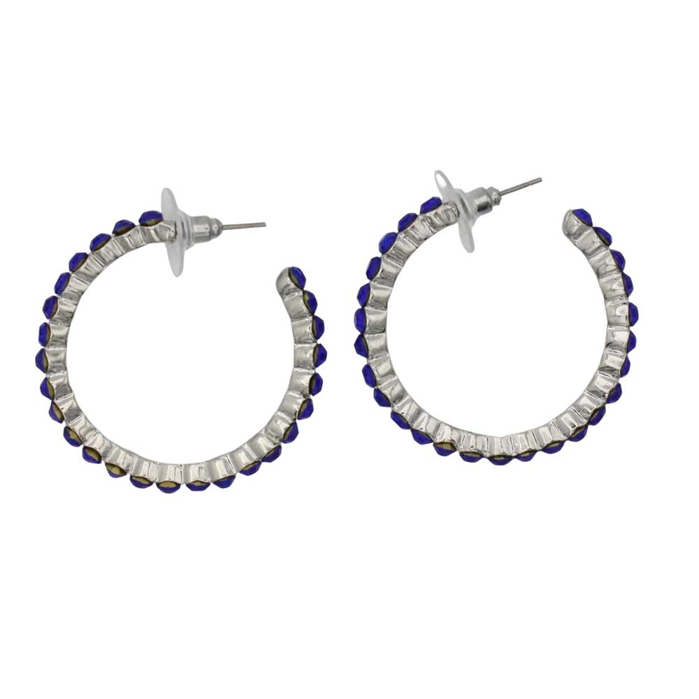 Side view of cobalt blue hoop earrings - Lilylin Designs