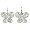 Large Silver Dangling Butterfly Pierced Earring - MEC152 - Lilylin Designs