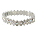 Silver - tone Aurora Borealis Crystal Stretch Bracelet - BGR401AB - Lilylin Designs