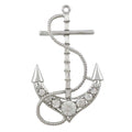 Silver Crystal Anchor with Clear Baguettes Brooch Pin - Lilylin Designs