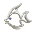 Frosted Silver Open Fish with Blue Eye Brooch Pin - Lilylin Designs