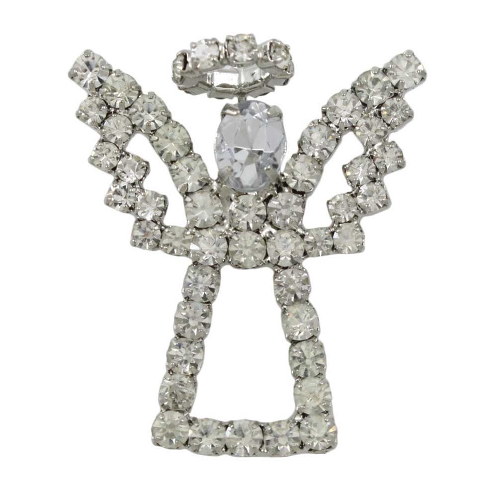Silver Sparkling Crystal Angel with Halo Brooch Pin - Lilylin Designs