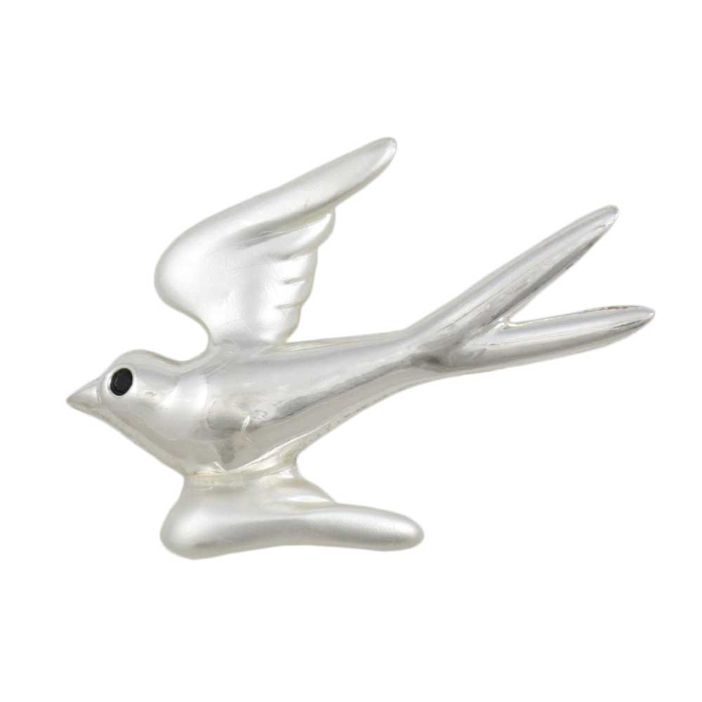 Silver dove with black crystal eye brooch pin - Lilylin Designs