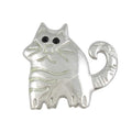 Silver Etched Fat Cat with Black Crystal Eyes Brooch Pin - Lilylin Designs