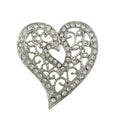 Silver Crystal Filigree Heart Brooch Pin - Lilylin Designs