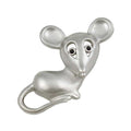 Matte Silver Mouse with Black Eyes Brooch Pin - Lilylin Designs