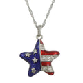 Patriotic Red White Blue Star Pendant with Silver Chain - Lilylin Designs