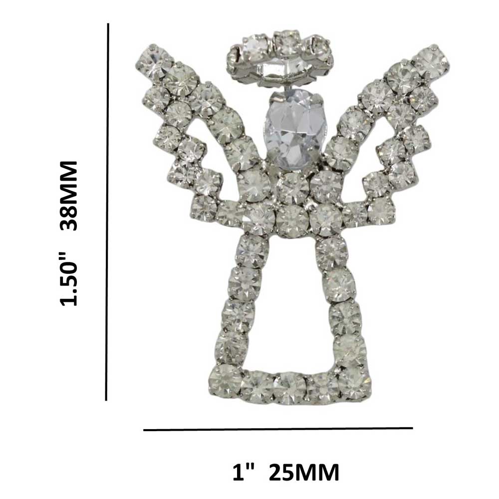Silver Sparkling Crystal Angel with Halo Brooch Pin with measurements - Lilylin Designs