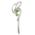 Silver Abstract Staff with Light Green Crystals Brooch Pin - Lilylin Designs