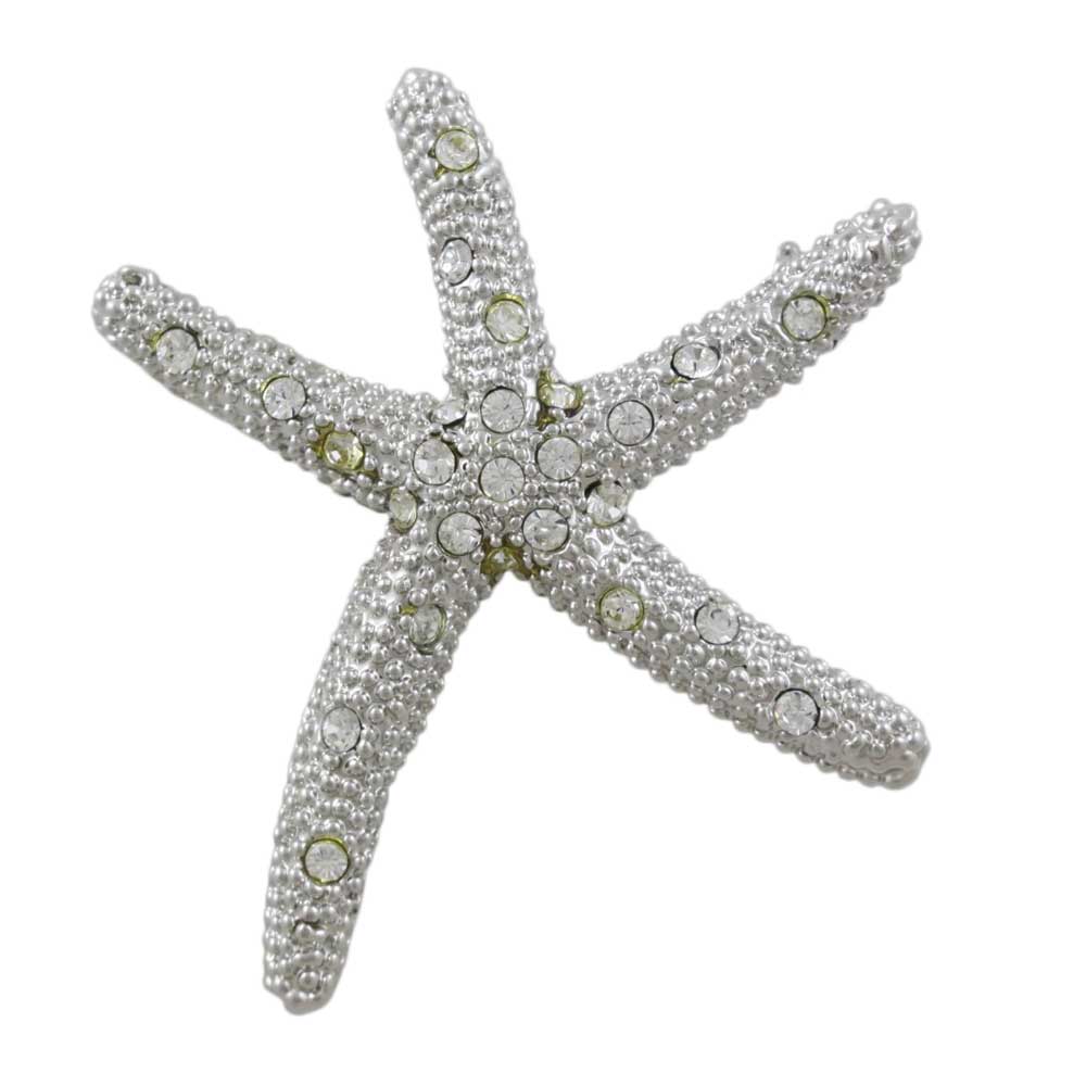 Silver with Clear Crystals Starfish Brooch Pin - Lilylin Designs