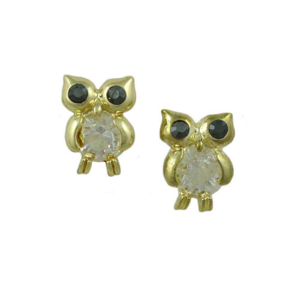 Lilylin Designs Small Crystal Owl Stud Pierced Earring