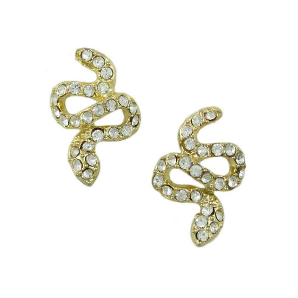 Lilylin Designs Gold with Clear Crystals Slithering Snake Pierced Earring