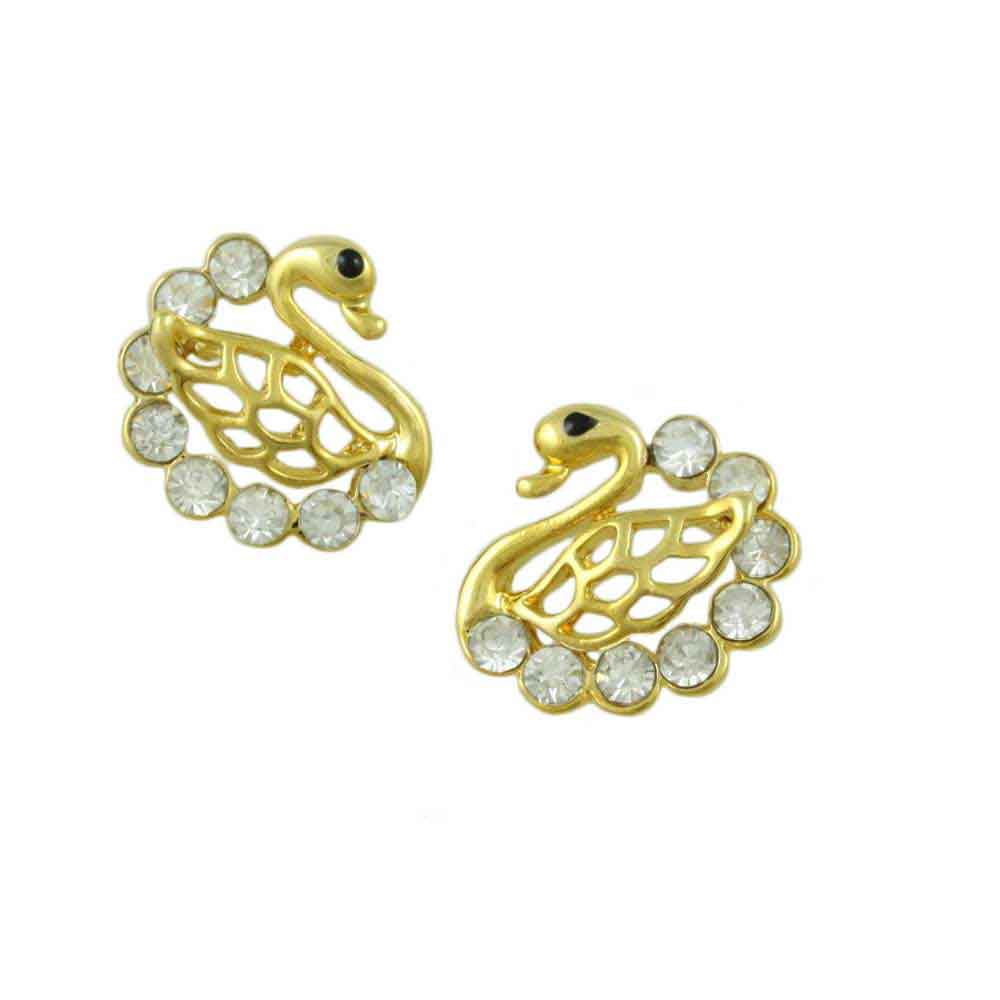 Jia Gold Polished Peacock-design Earrings With Jhumkas - Laura Designs  (India)