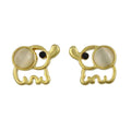 Small Cream Cats Eye Cut - out Elephant Pierced Earring - Lilylin Designs