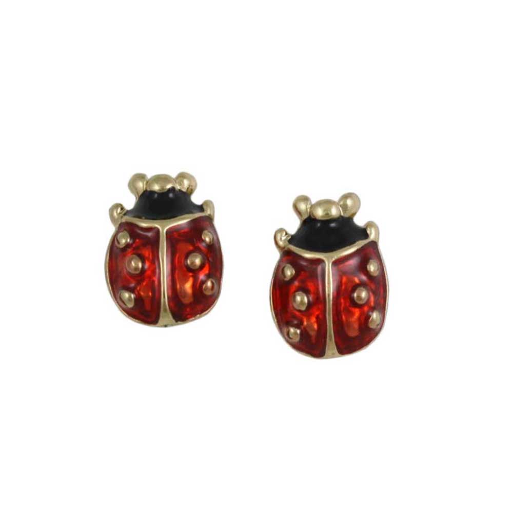 Red and Black Enamel Ladybug Pierced Earring - Lilylin Designs