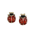 Red and Black Enamel Ladybug Pierced Earring - Lilylin Designs