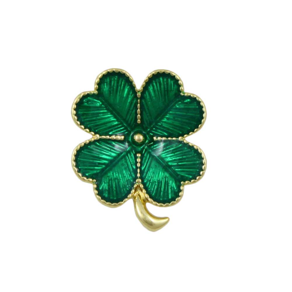 Small Four Leaf Clover Green Enamel Lapel Tac Pin - Lilylin Designs