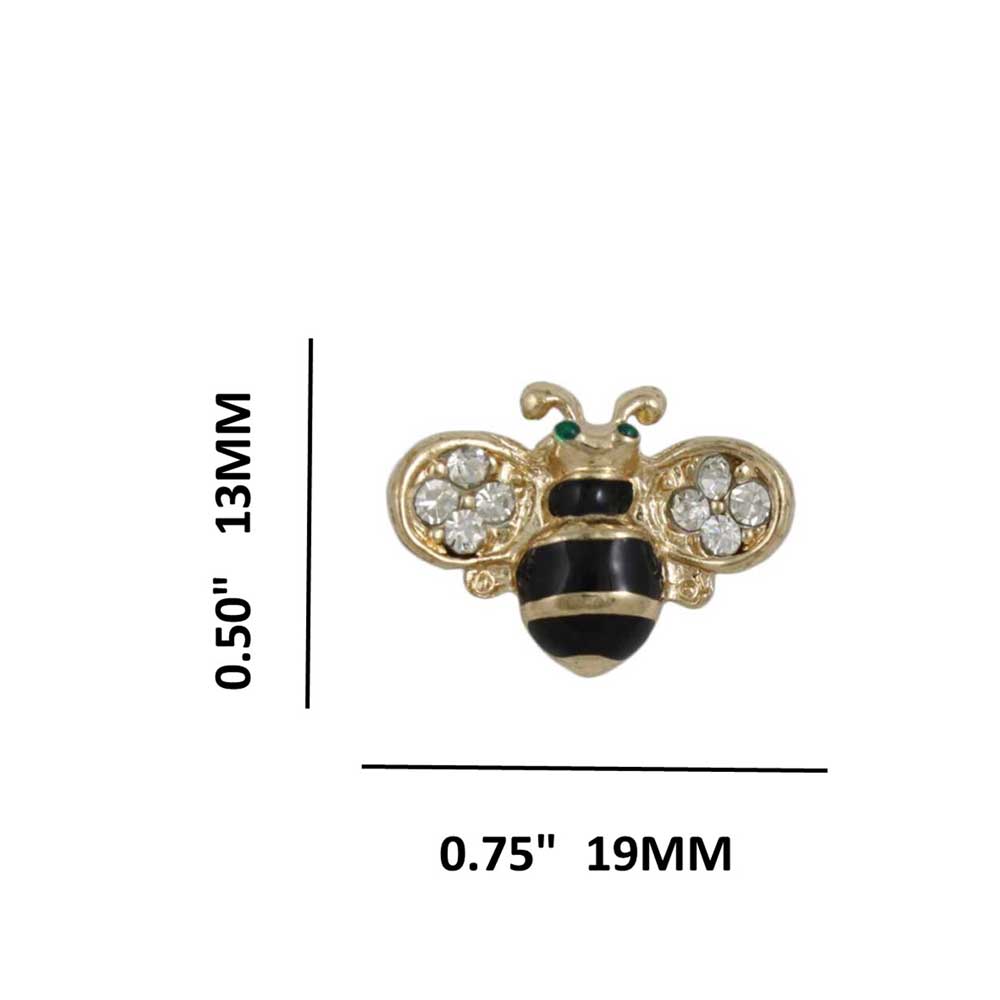 Small Black and Gold Striped Bee Lapel Tac Pin with measurements - Lilylin Designs