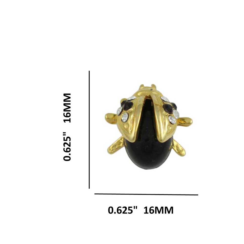 Small Black Ladybug Lapel Tac Pin with measurements - Lilylin Designs