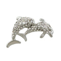 Small Pair of Crystal Jumping Dolphins Brooch Pin - Lilylin Designs