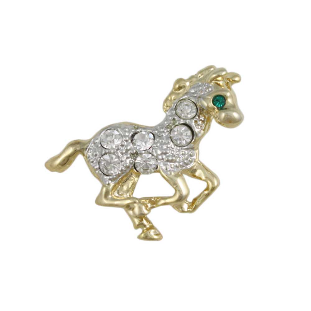 Small Crystal Running Horse Lapel Tac Pin - Lilylin Designs