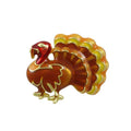 Small Turkey Lapel Pin Brown, Orange and Yellow Enamel - Lilylin Designs