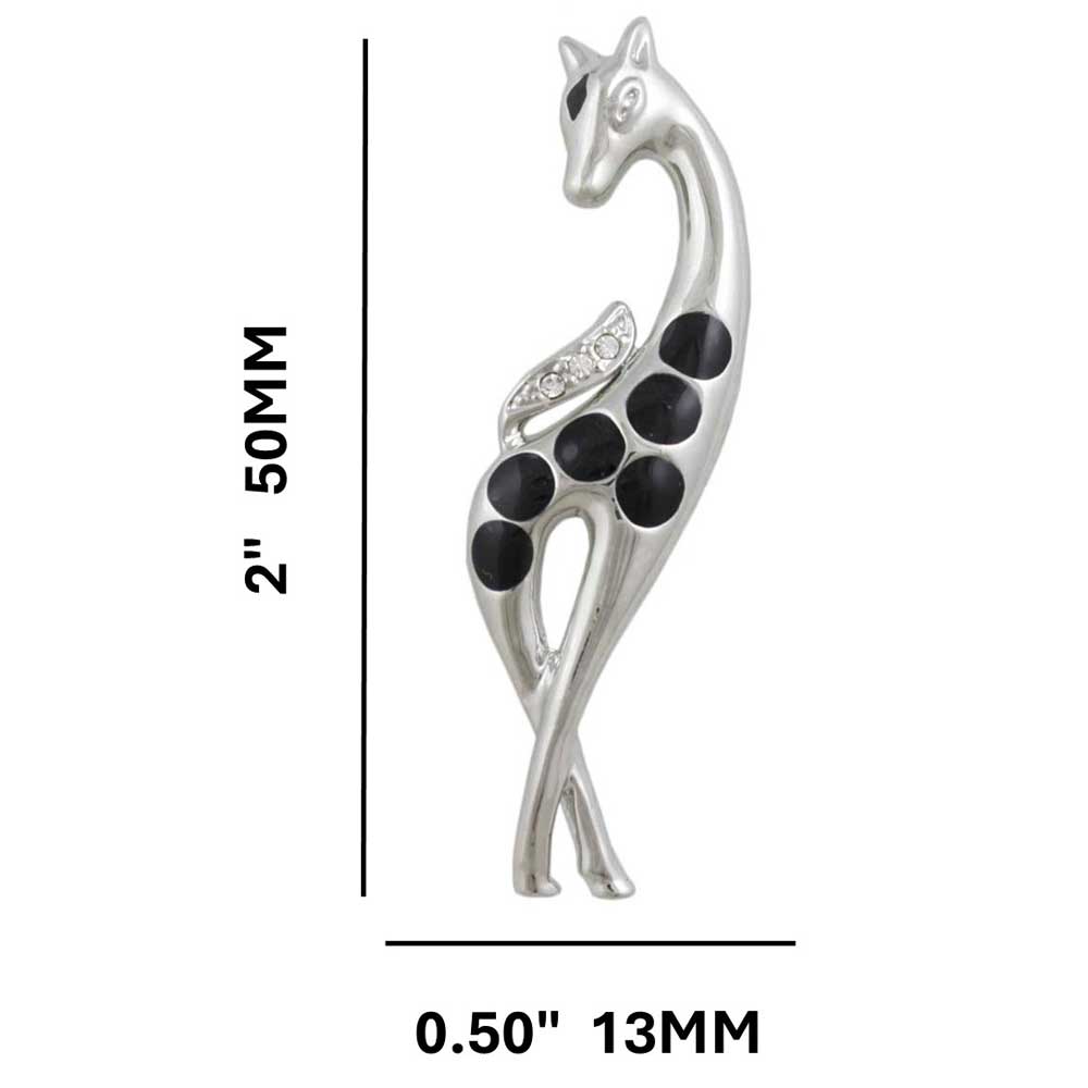 Giraffe with Black Enamel Spots Brooch Pin with measurements - Lilylin Designs