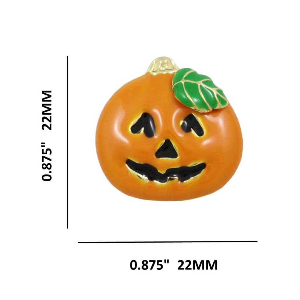 Small Orange Enamel Jack O Lantern Halloween Lapel Tac Pin with measurements - Lilylin Designs