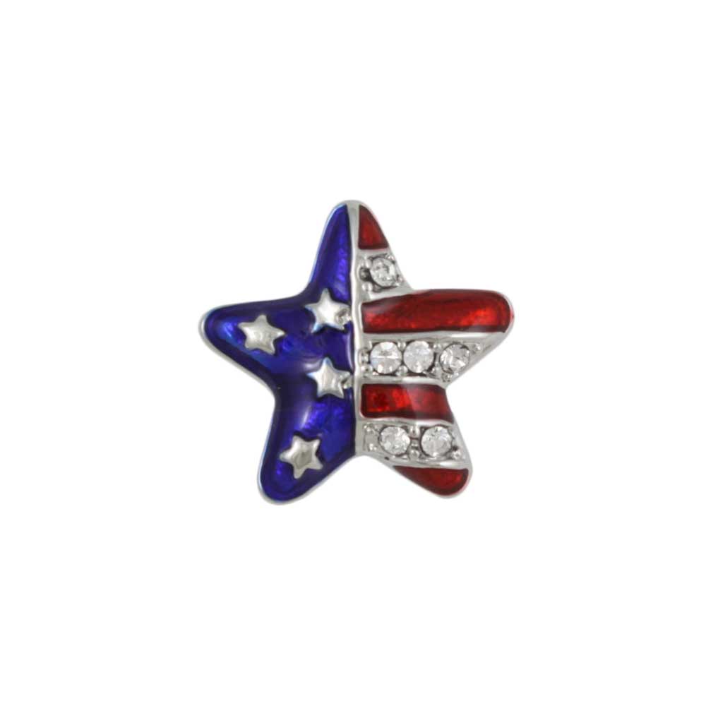 Small Red White Blue Enamel and Crystal Star Lapel Tac Pin - Lilylin Designs