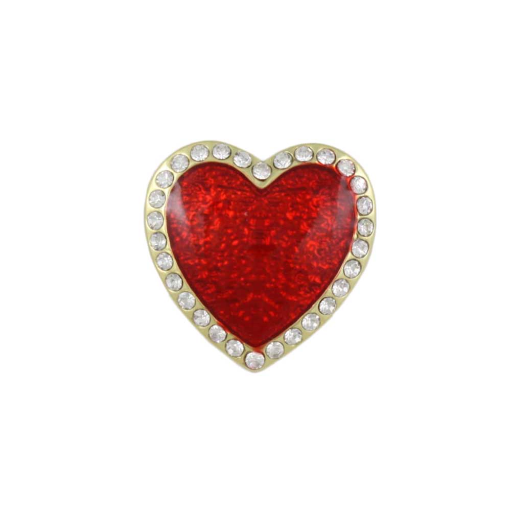 Small Red Enamel and Crystal Heart Lapel Tac Pin - Lilylin Designs