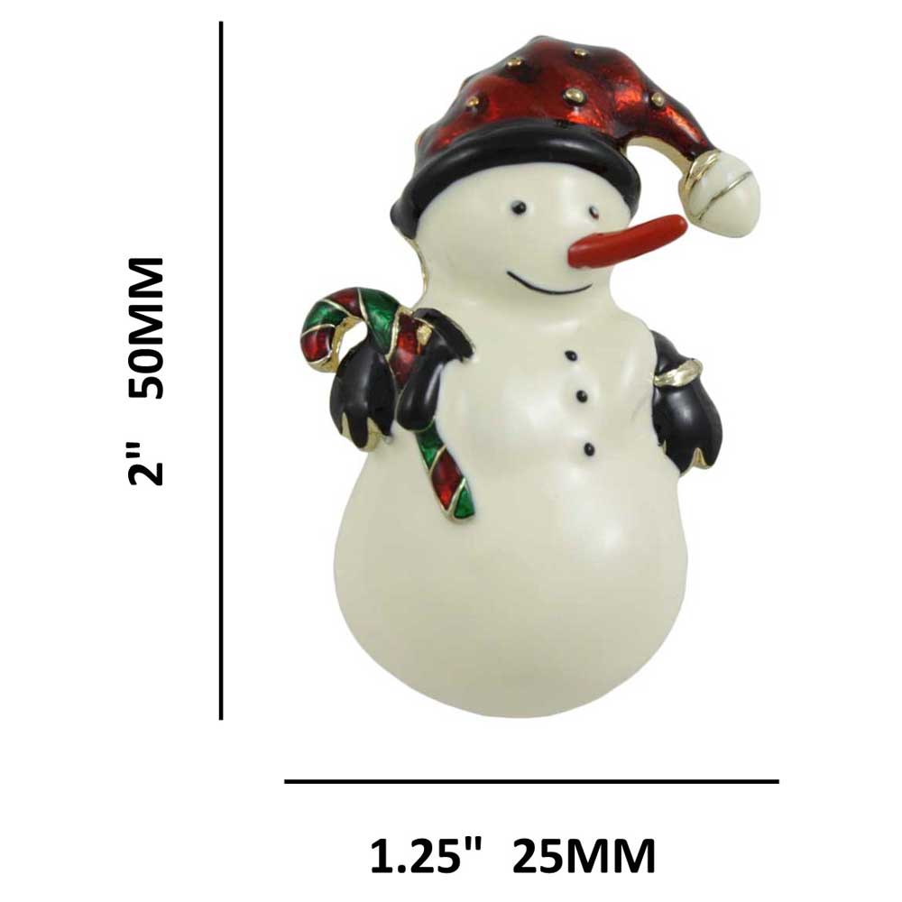 Snowman with Santa Hat and Carrot Nose Brooch Pin with measurements - Lilylin Designs