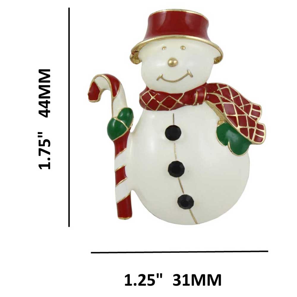 Jolly Snowman with Red Hat and Scarf Christmas Brooch Pin with measurements - Lilylin Designs