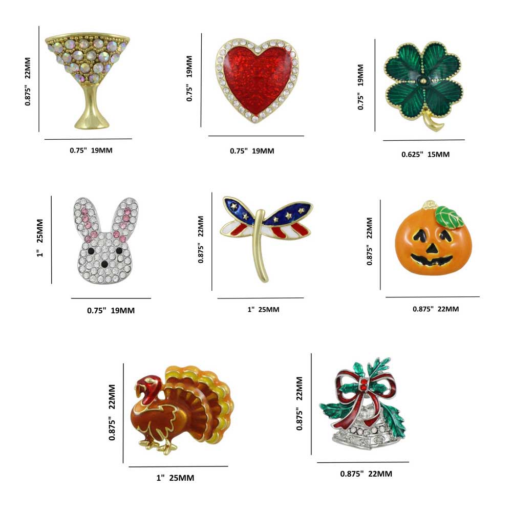 8 Assorted Small Unisex Holiday Lapel Pins Boxed Set - TACBOX02 - Lilylin Designs