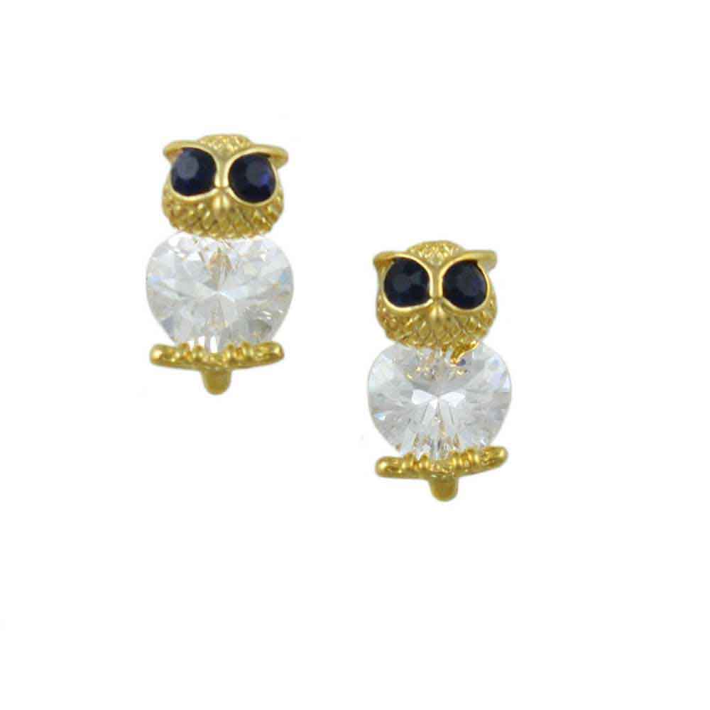 Lilylin Designs Tiny Crystal Owl Stud Pierced Earring