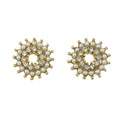 White Seed Pearls with Clear Crystals Pierced Earring - PRE401 - Lilylin Designs