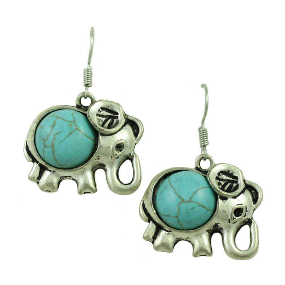 Lilylin Designs Turquoise Elephant Dangling Pierced Earring