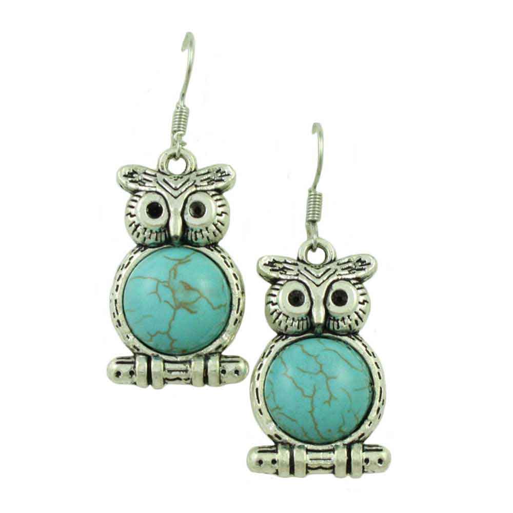 Lilylin Designs Turquoise Owl Dangling Pierced Earring