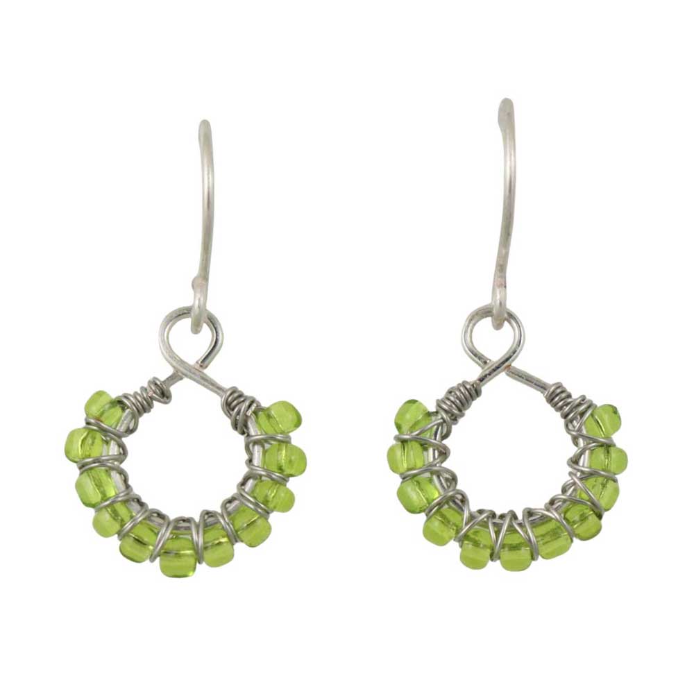 Handcrafted Light Green Bead Wire Wrapped Earrings - Lilylin Designs