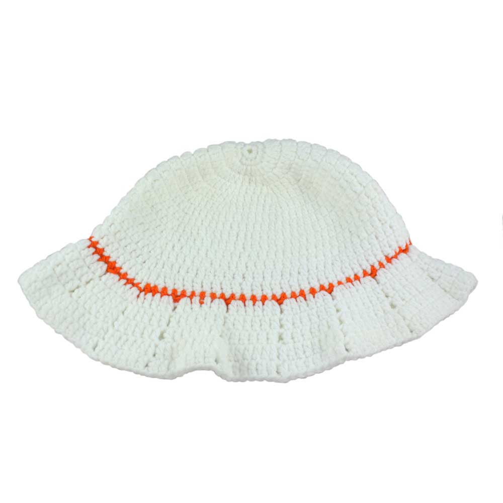 Lilylin Designs White with Orange Trim Crochet Summer Hat