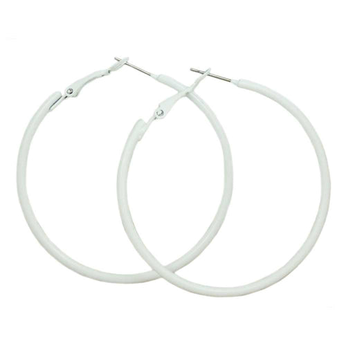 2" Medium Sized White Skinny Hoop Pierced Earring - FE220WT - Lilylin Designs