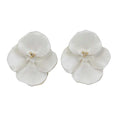 White Enamel Orchid with Gold Center Clip Earring - FE217C - Lilylin Designs
