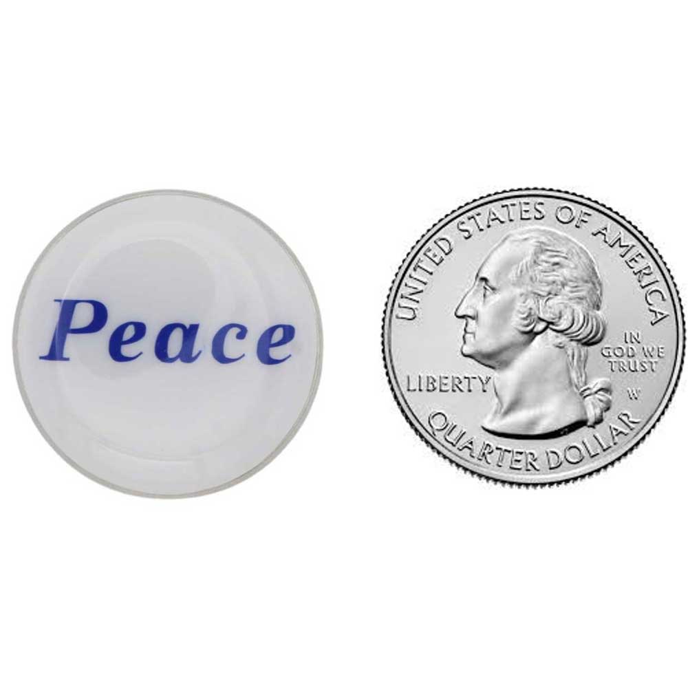 Round white peace pin with US Quarter for comparison size - Lilylin Designs