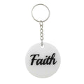 White Resin Keychain with Black Faith - Lilylin Designs