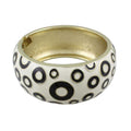 White Enamel with Black Polka Dots Hinged Bangle - BG506 - Lilylin Designs