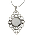 Filigree silver pendant with white stone - Lilylin Designs