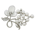 White Enamel Flower with White Pearls Brooch Pin - Lilylin Designs