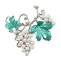 White Pearl Grapes on the Vine Brooch Pin - Lilylin Designs