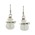 Snowman with Orange and Green Scarf Dangling Christmas Earring | Lilylin Designs