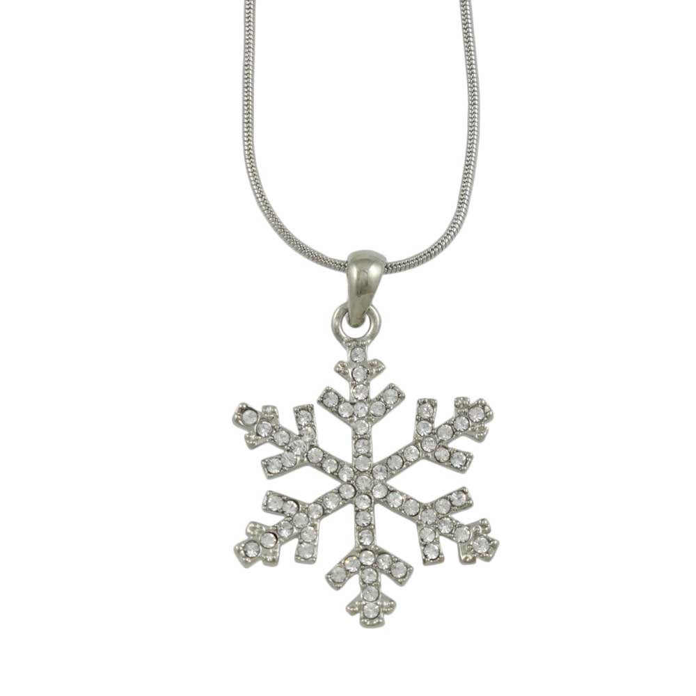 Crystal Snowflake Pendant on Silver - tone Chain | Lilylin Designs