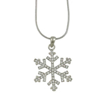 Load image into Gallery viewer, Crystal Snowflake Pendant on Silver - tone Chain - XE003N - Lilylin Designs
